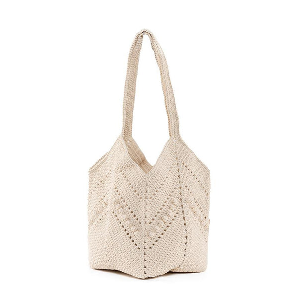 Daniela Knotted Crochet Shoulder Tote Natural