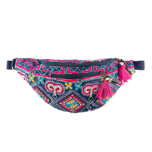 Viet Batik Sling Bag Indigo / Pink