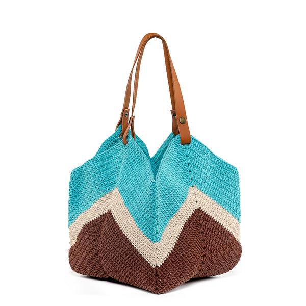 Mini Maya Crochet Tote Turquoise/Cacao