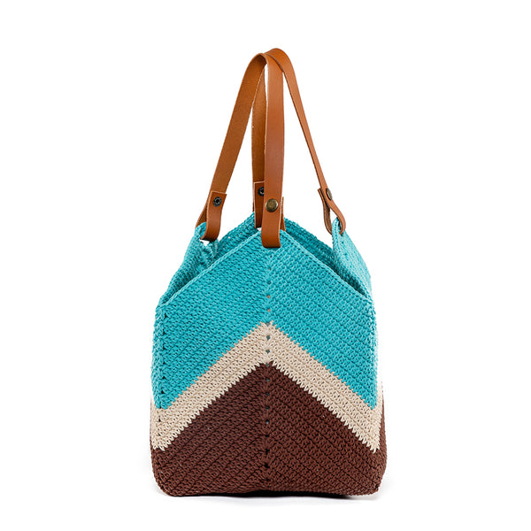 Mini Maya Crochet Tote Turquoise/Cacao