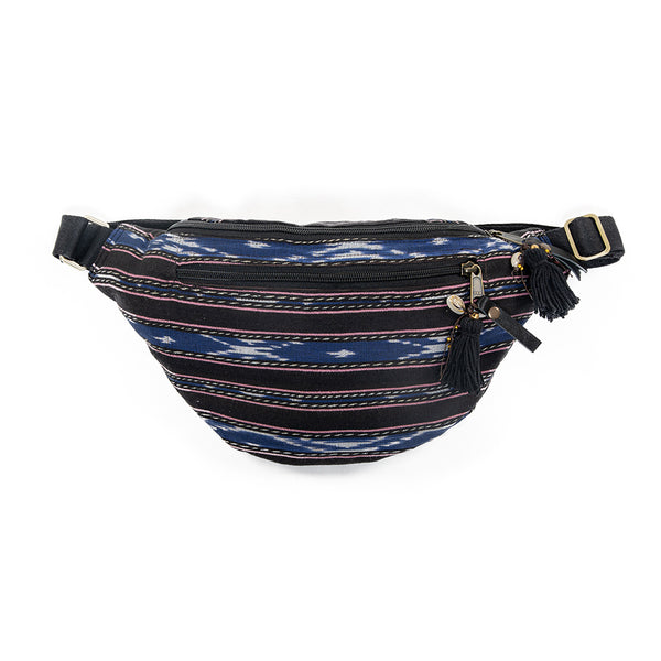 Seminyak Ikat Stripe Sling Bag Black/Indigo