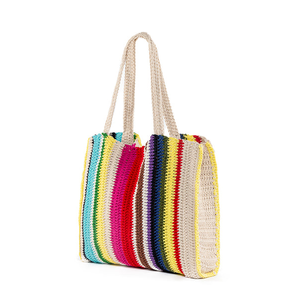 Portinax Crochet Stripe Tote Multi