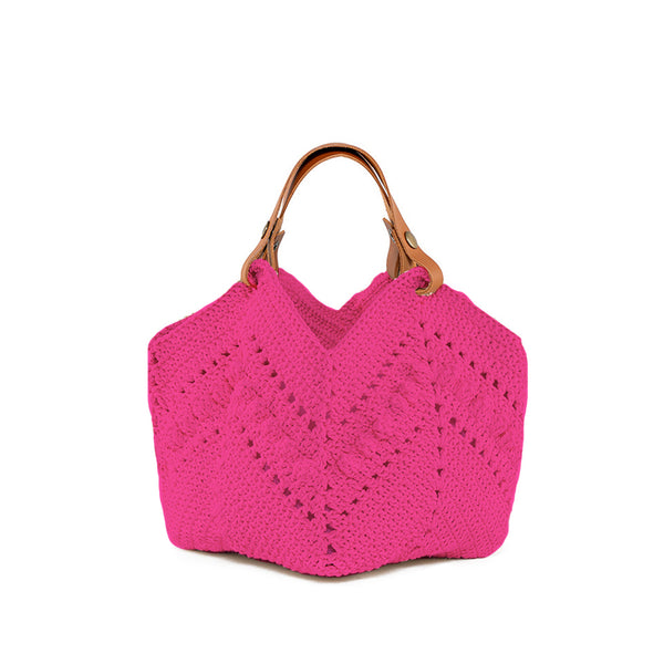 Daniela Mini Knotted Crochet Tote Pink