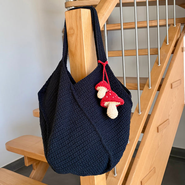 Kamalaya Crochet Bucket Tote Small Black/Red