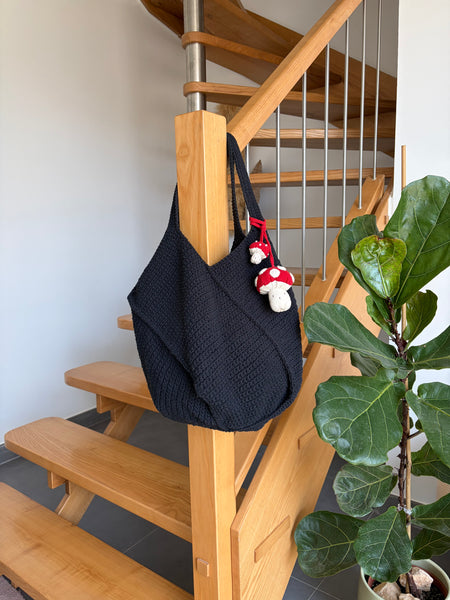 Kamalaya Crochet Bucket Tote Small Black/Red