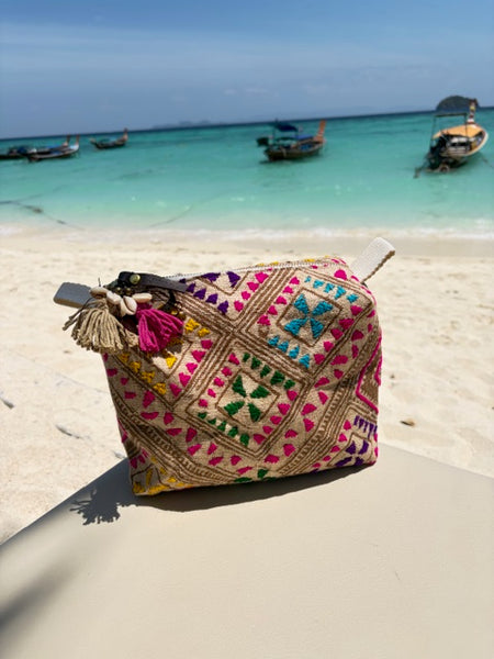 Viet Batik Cosmetic Large Puka Tassel Sand Multi