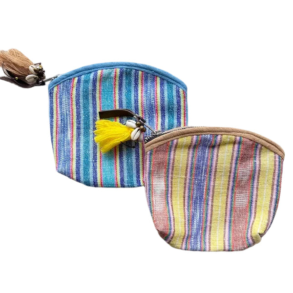 Mini Tassel Pouch Samui Stripe Blue and Yellow