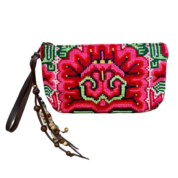 Eliz Beaded Charm Clutch Pink