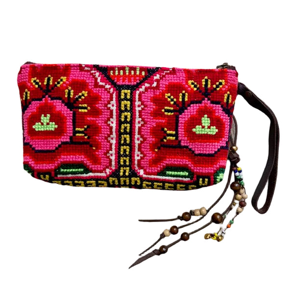 Eliz Beaded Charm Clutch Pink