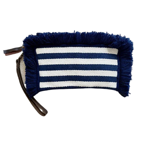 Valerie Fringe Wristlet Clutch Indigo