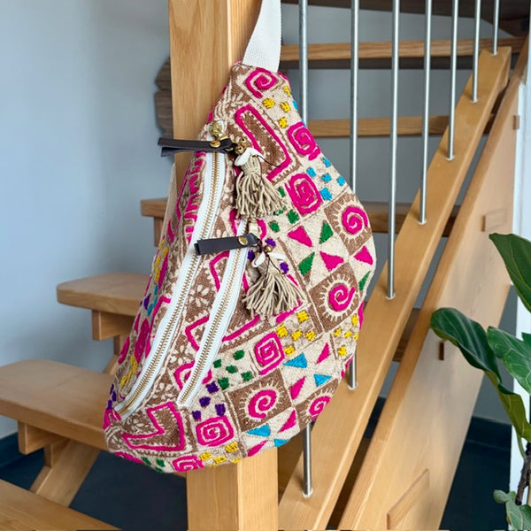 Viet Batik Sling Bag Sand / Pink