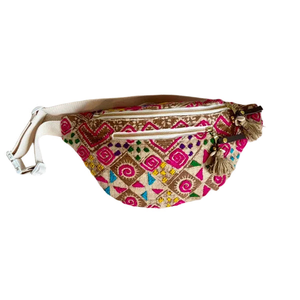Viet Batik Sling Bag Sand / Pink