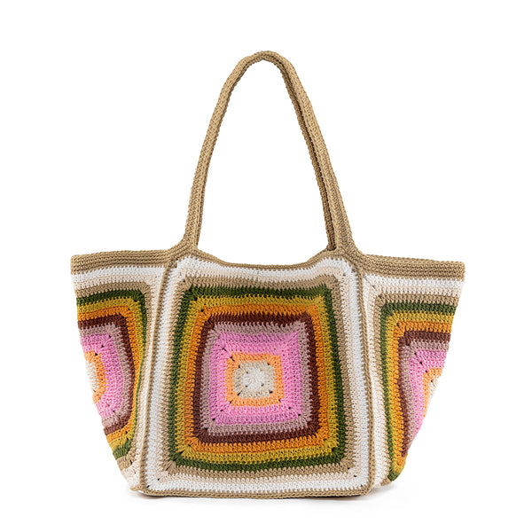 Xarraca Crochet Beach Tote Tan Multi