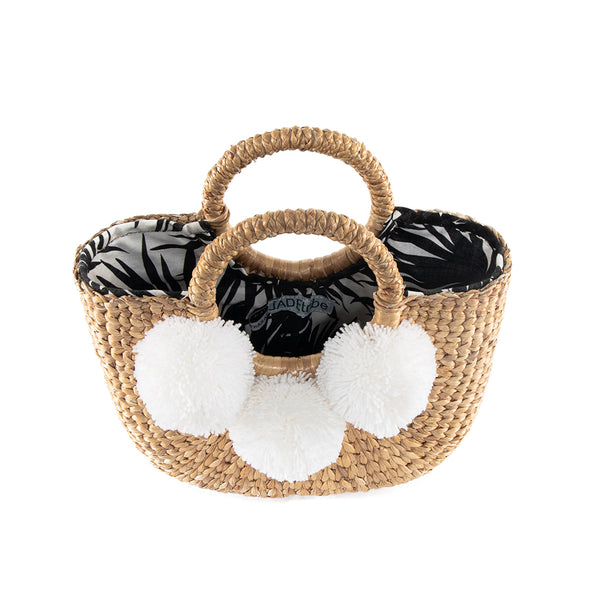 Aloha Basket Mini 3 Pom White - Pre Order for May Delivery