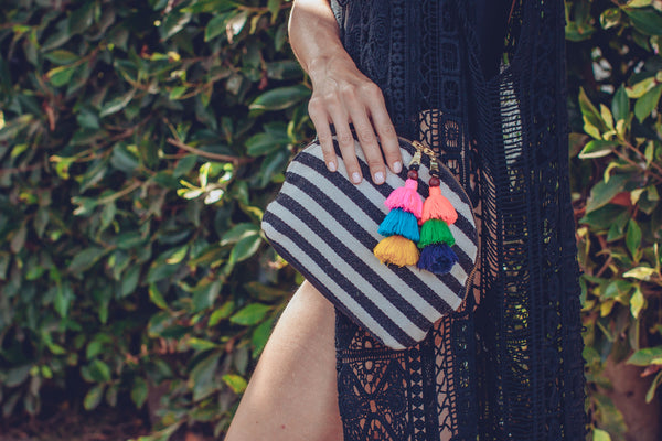 Valerie Double Tassel Cosmetic All Black