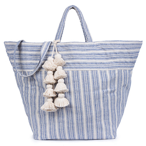 Sabai Beach Bag Organic Tassel Indigo