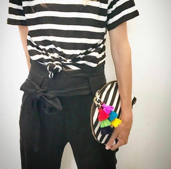 Valerie Double Tassel Cosmetic All Black